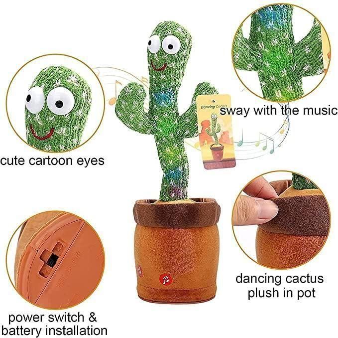Talking Dancing Cactus Toy | Singing & Mimicking LED Musical Fun for Kids
