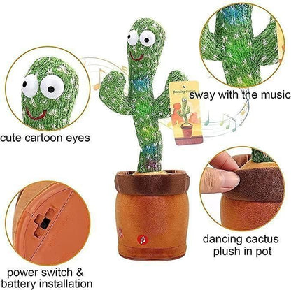 Talking Dancing Cactus Toy | Singing & Mimicking LED Musical Fun for Kids
