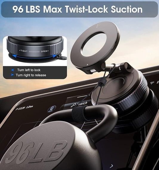 360° Rotating Magnetic Car Phone Holder with Vacuum Suction Cup