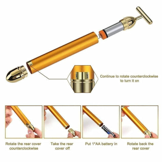 24K Gold Facial Roller Electric Massager - Anti-Wrinkle Skin Tightening