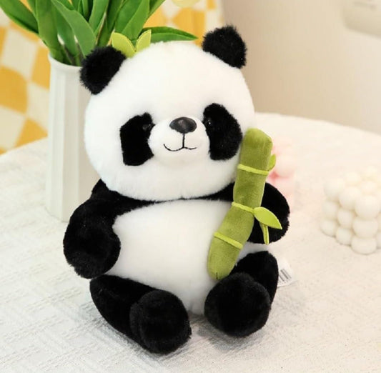 Cute Panda Plush with Bamboo - Adorable Soft Stuffed Animal Toy for Kids & Collectors