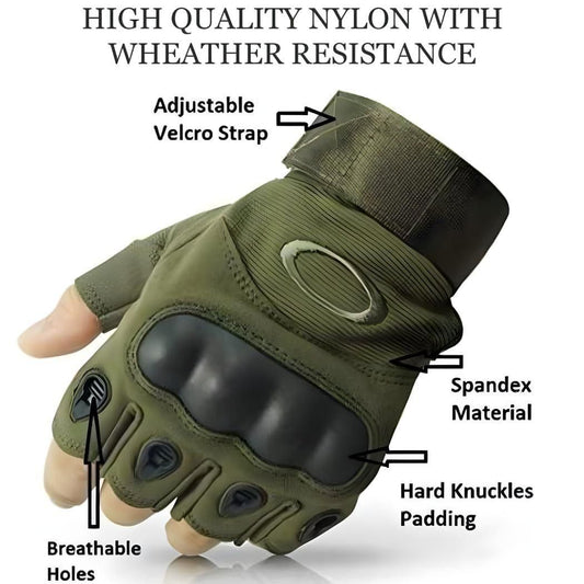 Half Finger Motorcycle Gloves with Hard Rubber Knuckle Protection