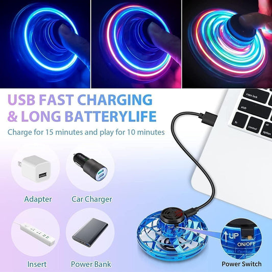 Rechargeable Flying Spinner Ball | LED Hand Drone Toy for Outdoor Fun