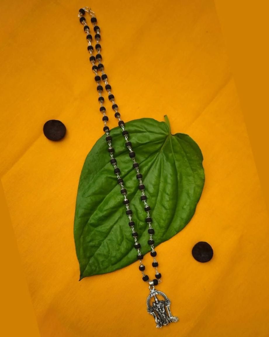 Karungali Mala with Murugan Locket: Sacred Beaded Necklace for Spiritual Devotion