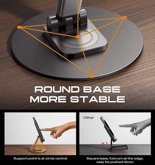 Mobile Phone Stand with 360° Rotation: Adjustable Height & Angle Holder