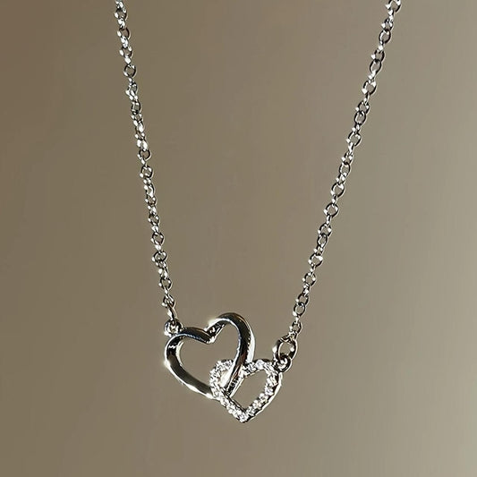 Best Women's Dual Heart Pendant & Chain: Micro Plating for Lasting Shine