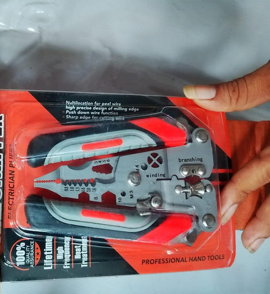 lectrician's Multi-Tool Pliers: Wire Stripper, Cutter & Crimper | Foldable (1-Pack)