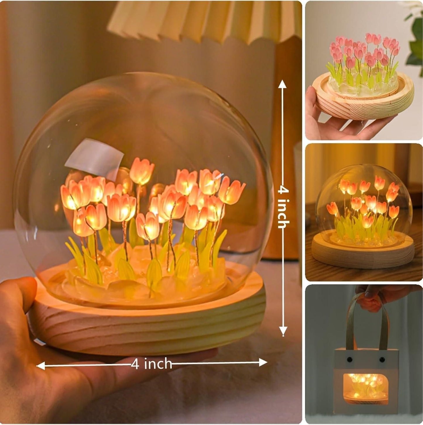 Round Tulip Light: Elegant Floral-Inspired LED Lamp for Home Decor
