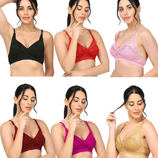 Girls Full Coverage Non-Padded Bra (2-Pack) | Non-Wired Net Lace