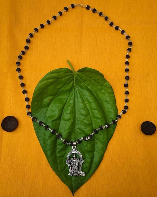Karungali Mala with Murugan Locket: Sacred Beaded Necklace for Spiritual Devotion