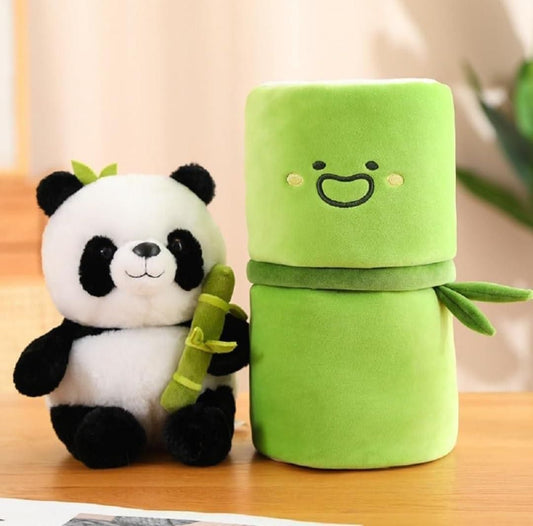 Cute Panda Plush with Bamboo - Adorable Soft Stuffed Animal Toy for Kids & Collectors