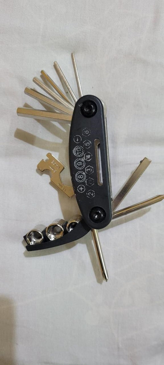 16-in-1 Bike Multi-Tool: Spoke Wrench & Hex Key Repair Kit
