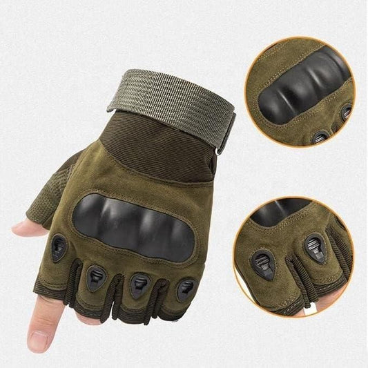 Half Finger Motorcycle Gloves with Hard Rubber Knuckle Protection