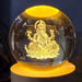 Divine Ganesha Crystal Ball Lamp | Hindu God Statue & Spiritual Diwali Gift
