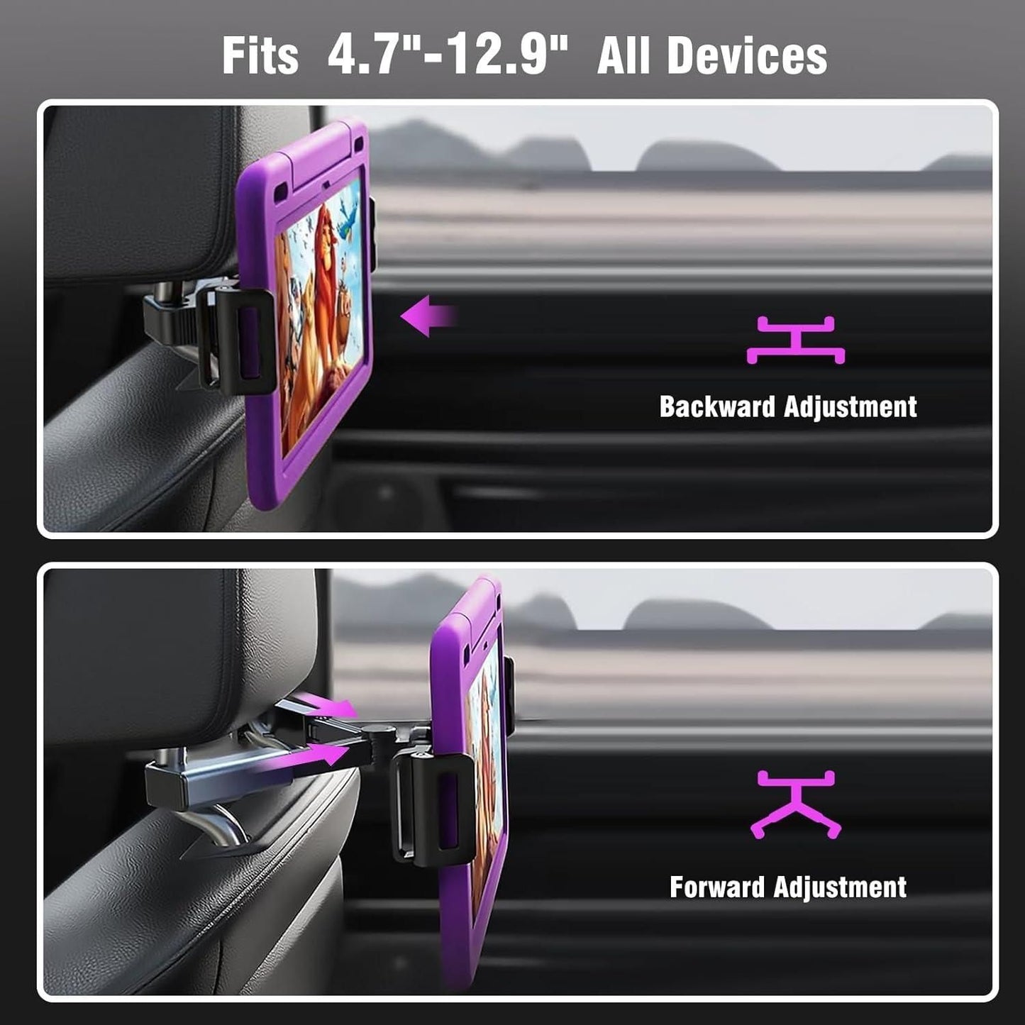 Car Headrest Tablet Holder for iPad & Phone | Backseat Entertainment