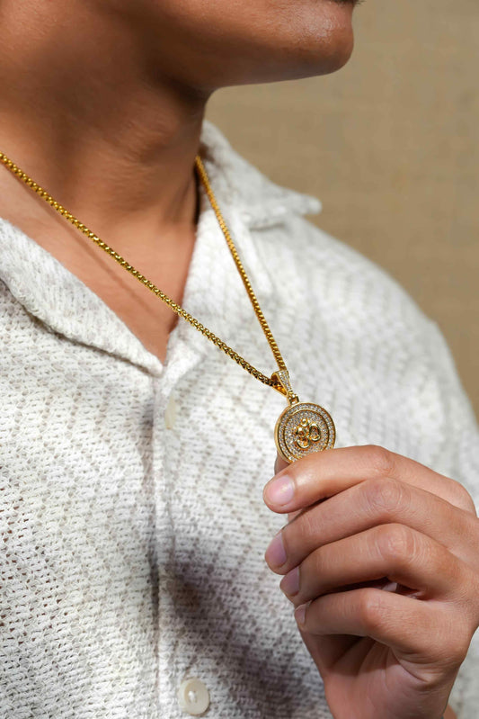 Om Symbol Pendant with Chain: Sacred Silver Jewelry for Spiritual Harmony