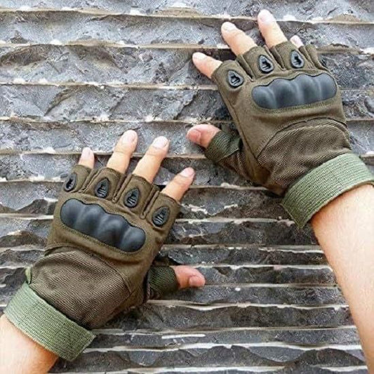 Half Finger Motorcycle Gloves with Hard Rubber Knuckle Protection