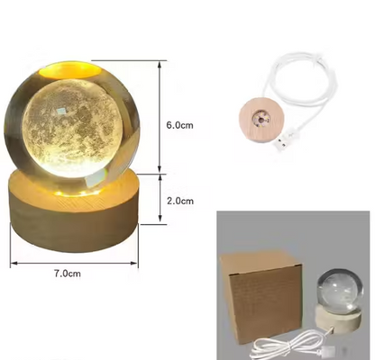 Lilone Standing Radhe Krishna Crystal Ball Lamp – 6cm  with USB Powered