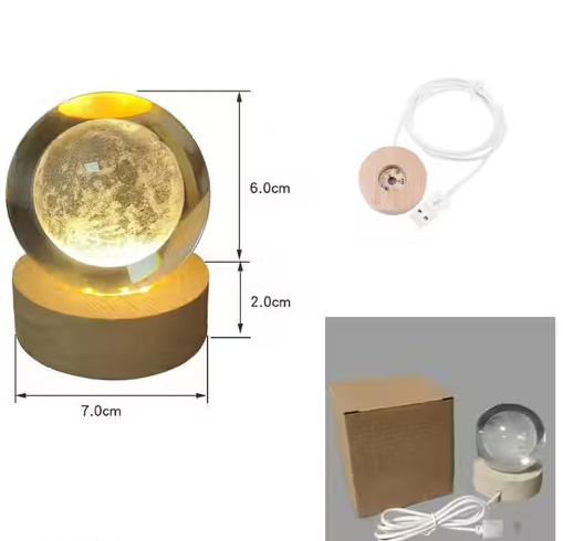 Lilone Standing Radhe Krishna Crystal Ball Lamp – 6cm  with USB Powered